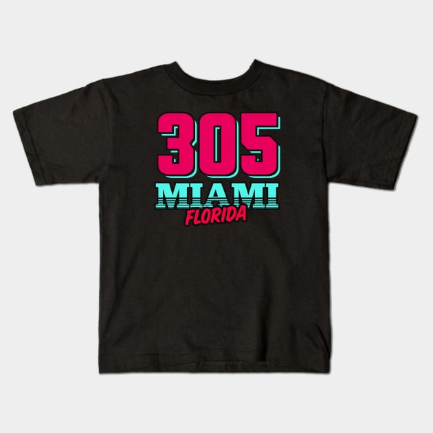 Retro Miami Florida 305 Kids T-Shirt by TextTees